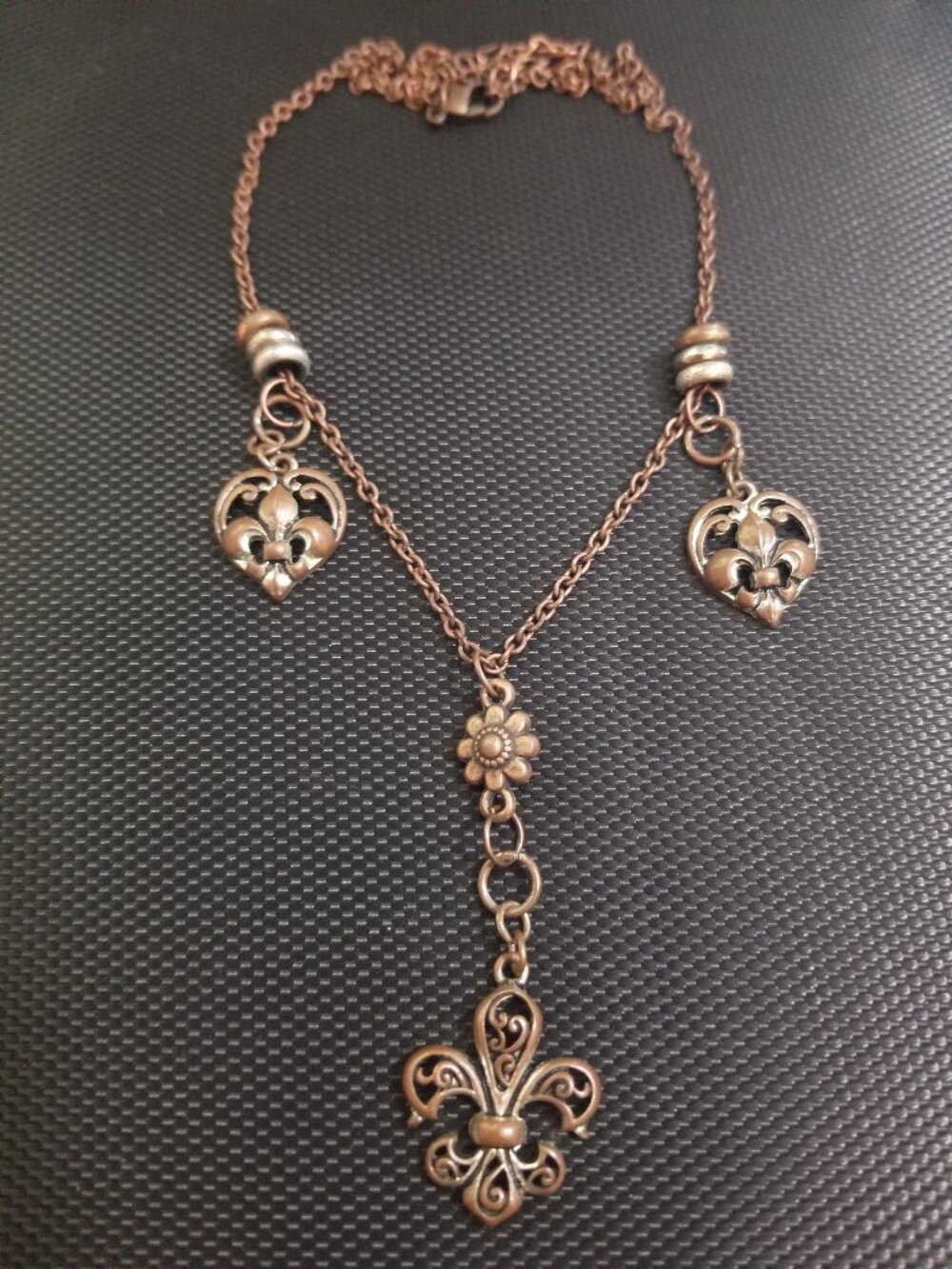 Bronze Gothic-Feel Fleur-De-Lis Necklace: An Ellen Original (#RLC).